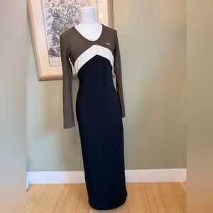 Vintage Y2K Finally by Axiom Colorblock Maxi Dress - Cyber Rave